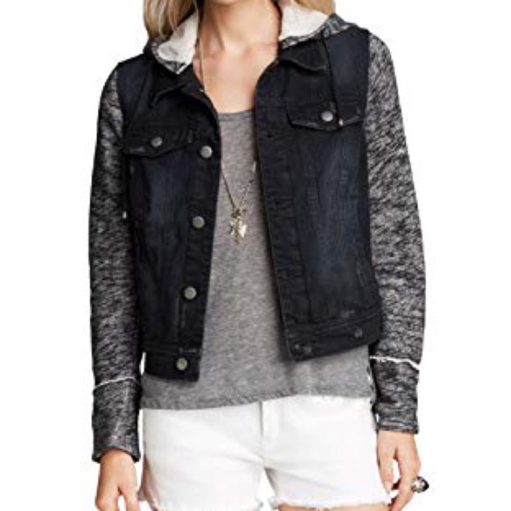FREE PEOPLE DENIM AND KNIT JACKET